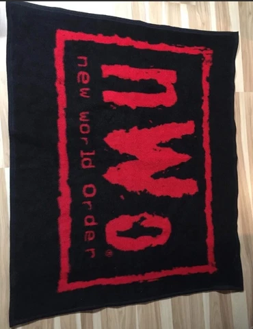 Vintage 90's N.W.O. New World Order Black & Red Throw Blanket 58x49” Made In USA Cover