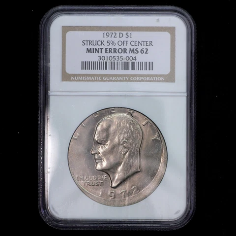 1972 D Struck 5% Off Center Mint Error Eisenhower Dollar Ike $1 US Coin NGC MS62 Cover