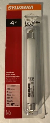 UTILITY Soft White 3000K Sylvania T5 Bulb 130 Lumens 6” New - Image 1 of 3