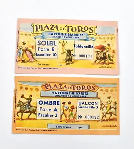 Two Tickets Entry Bullfight Bayonne-Biarritz August 1959 - Picture 1 of 2