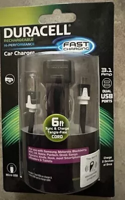 Cargador de coche Duracell con cable de sincronización y carga de 6 pies puertos USB dobles de 3,1 amperios Foto 1 de 2