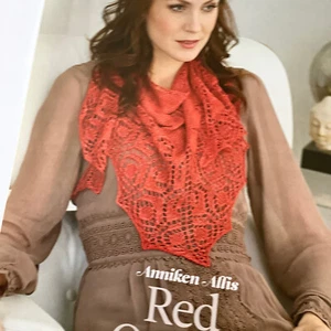 RED ORCHID - Classic Lace Edged shawl - knitting pattern by Anniken Allis - Picture 1 of 5