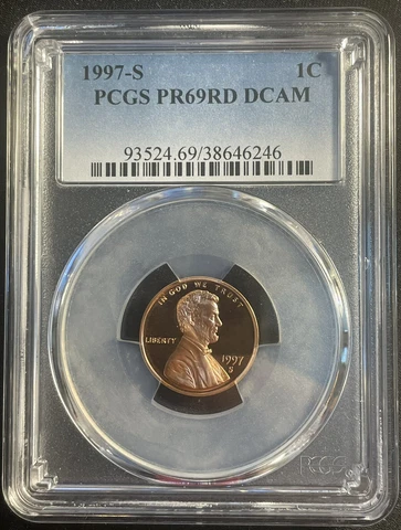1997-S Lincoln Cent PCGS PR69RD DCAM -  #2051 Cover