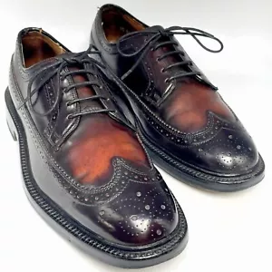 Bostonian SHELL CORDOVAN Burgundy V-CLEAT Longwings Derbies Brogues Men's 8.5D - Picture 1 of 19
