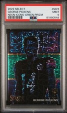 2022 PANINI SELECT GEORGE PICKENS RC NEON ICONS GREEN PRIZM 1/5 NI-23 PSA 9