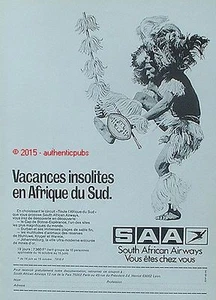 PUBLICITE SAA SOUTH AFRICAN AIRWAYS CAP BONNE ESPERANCE AFRIQUE DU SUD DE 1975 - Picture 1 of 1