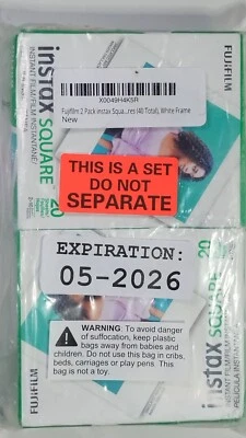 Fujifilm Instax Square Instant Film, 40 Exposures ( 2 x 20 sheets ) Exp 05/26 - Image 1 of 4