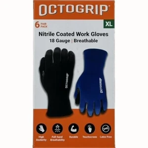 Guantes de trabajo recubiertos de nitrilo Octogrip paquete de 6 XL pantalla táctil transpirable NUEVO - Imagen 1 de 7
