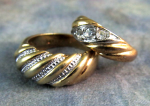 14K Yellow Gold Filled Lab Created Diamond His/Her Wedding Ring Set Sz 5.5, 9