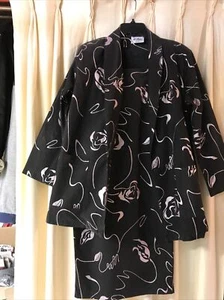 Vintage 80er Jahre schwarzes Sakko passender Rock mit rosa Rosen Anzug - Bild 1 von 12