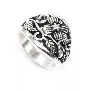Oxidized Flower Silver Ring Handmade Women's Boho Jewelry Size US 6.5 Z327 - Picture 1 of 5