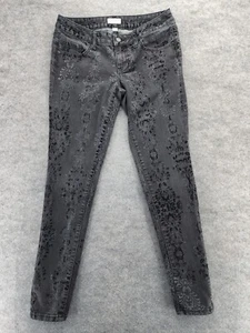 Bisou Bisou Jeans Womens Size 4 Skinny Black Denim Floral Low Rise 30x29" - Picture 1 of 8