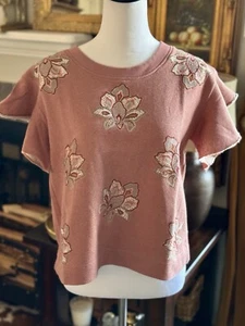 Anthropologie Sweatshirt Tee bestickt Blumen. Größe S. - Bild 1 von 4