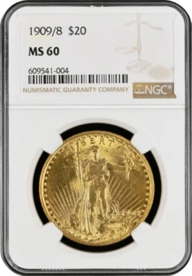 1909/8 GOLD $20 DOUBLE EAGLE *NGC MS60* RARE Overdate *SUPER FAST SHIPPING!!! - Image 1 of 4