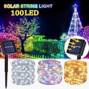 100 LED Solar Power String Fairy Lights Garden Outdoor Party Christmas Lamp - Picture 1 of 52