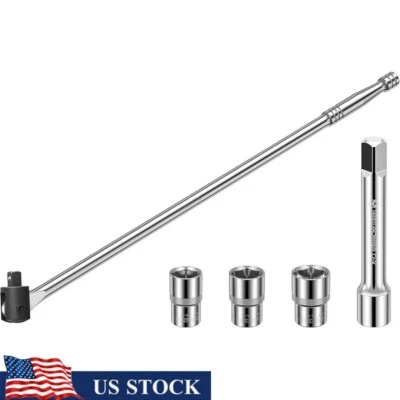 24 Inch Breaker Bar 1/2 Inch Drive W/ 125mm Extension 3 Sockets Pivotable Car Us - Image 1 of 4
