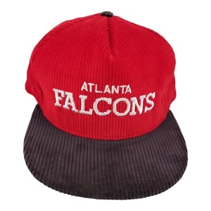 90s Atlanta Falcons Vintage Double Line Script Corduroy Red Dome NFL Snapback NWT - Bild 1 von 5
