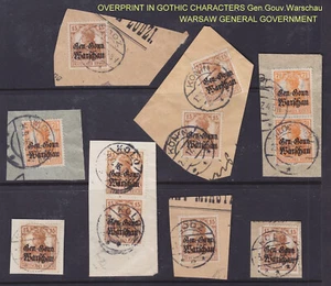 WORLD WAR I POLAND OCC. PIECES POSTMARKS-Koło,Łódź, Wrocław?, Konin, Włókiennik? - Picture 1 of 1