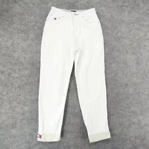 Tommy Hilfiger Jeans Womens 8 High Rise Denim White w Cuff Logo - Picture 1 of 12