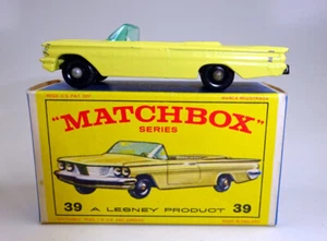 Matchbox RW 39B Pontiac Convertible amarillo negro bpl. Caja ""E"" y ruedas rara - Imagen 1 de 11