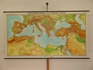 Mittelmeer ü Spanien Italien Griechen lacht die Sonne 1975 Wandkarte 269x150cm - Bild 1 von 1
