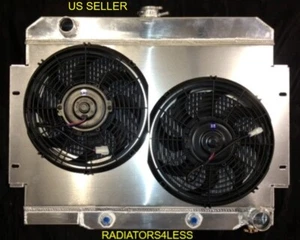 CHAMPION 3 ROW ALUMINUM RADIATOR SHROUD 12" FAN CHEVY GM SWAP 1972-1986 JEEP CJ - Picture 1 of 2