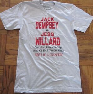 JACK DEMPSEY vs JESS WILLARD small tee 1919 throwback Toledo boxing Tshirt retro