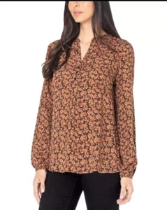 Well Worn Ladies' Split Neck Blouse Size XL/brown - Picture 1 of 6
