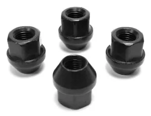 5x M12 x 1.5, 19mm Hex, Tapered Seat, Open Alloy Wheel Nuts (Black) Ford Focus - Picture 1 of 5