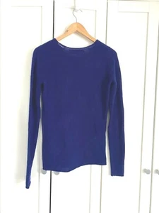 DIANE VON FURSTENBERG 100% Cashmere Sweater sz S Blue Long Sleeve Pullover DVF - Picture 1 of 7