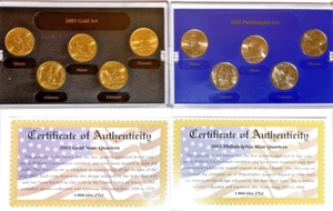 (10) Coin 2003 Uncirculated State Quarter Gold and Philadelphia Sets w/ Box&COA - Picture 1 of 7