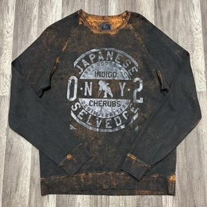 PRPS Sweatshirt Mens Large Tie Dye Cherubs Japanese Selvedge Indigo Logo Crew - Picture 1 of 9