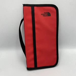 Cartera de mano The North Face porta pasaportes roja y negra usada bolsillos cremallera - Imagen 1 de 7