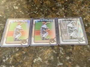 Jacob Misiorowski 3 Card Lot 2022 1st Bowman Chrome Refractor Raywave RC BDC-132 - Bild 1 von 8