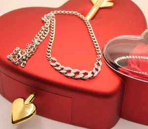 COLLANA ARGENTO GRUMETTA RODIATA CON ZIRCONI BIANCHI SCALARE CM 40-45 EXPLOIT - Foto 1 di 5