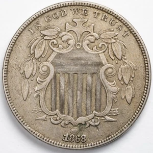 1868 Shield Nickel Extremely Fine (XF) - Picture 1 of 4