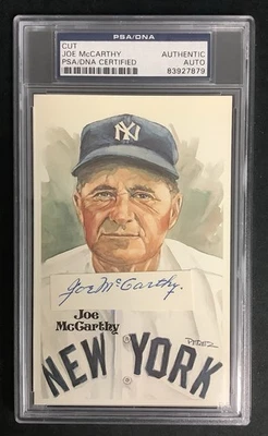 Joe McCarthy Signed Perez Steele Postcard Cut Index Yankees Autograph PSA/DNA - Image 1 of 3