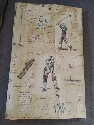 Waverly Fabric A Round Of Golf Approx. 1.5 Yds Or  52" X 45” Vintage Golfers - Image 1 of 4