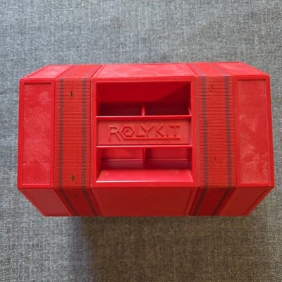 Vintage Rolykit Roll-Up Storage Box Portable Organizer Case Red As Seen on TV - Image 1 of 4