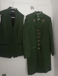 Mothwurf Tracht Gehrock & Weste Seidenmischung Gr 40 Grün Schwarz - Bild 1 von 5