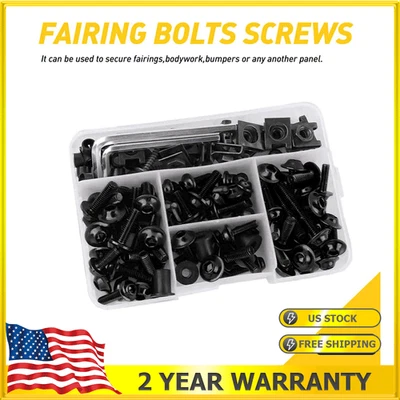 Black For Suzuki GSX1300R SV650 GSXR600 GSXR750 Complete Fairing Screws Bolt Kit - Image 1 of 4