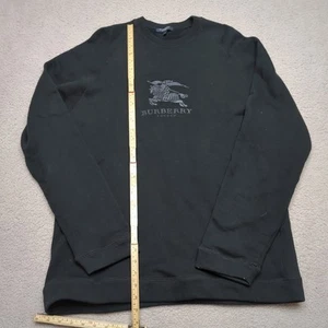 Burberry Jumper Men XXL Black Spellout Deadstock Sweater Pullover Center Crest - Picture 1 of 9