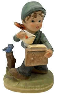 Vintage Hummel Style Figurine Postman Mailman Mail Carrier Boy Delivering Mail - Picture 1 of 9