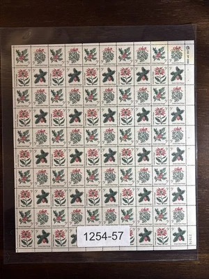 1254-57 US Mint Sheet, 5 Cent Christmas Flowers, Mint NH - Image 1 of 3