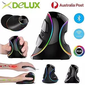 Delux M618plus Vertical Mouse Ergonomics Miced Wired Wireless Mice Bluetooth RGB - Picture 1 of 16