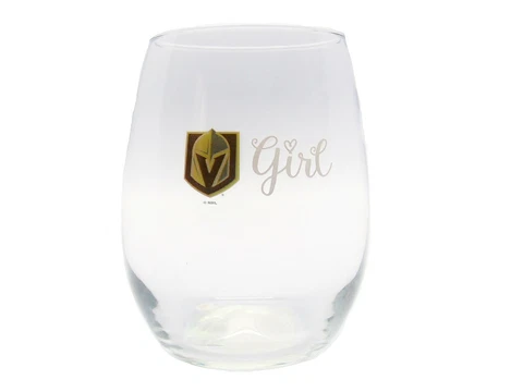 Las Vegas Golden Knights Girl Stemless Wine Glass 15 oz Cover