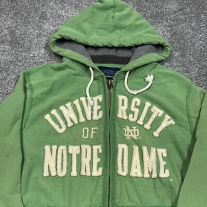 Notre Dame Sweatshirt Men Medium Green Zip Up Hoodie Sweater Fighting Irish ND - Picture 1 of 9