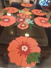Multicolor Beaded Floral Dining Set With 1 Table Runner 6 Placemat And 6 Coaster
