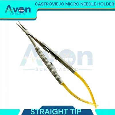 CYNAMED NEW GERMAN Castroviejo Micro Needle Holder STRAIGHT SURGICAL DENTAL INSTRUMENTS