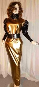 Lackkleid lang eng Nackenschloß Schnürgürtel Crossdresser locable Collar - Picture 1 of 10